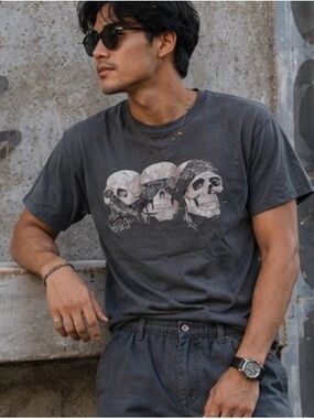 Skull Hear no, See no, Speak no… Gray Tee shirt